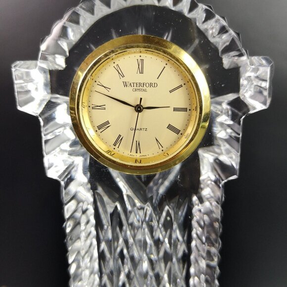 WATERFORD  Ireland Crystal Grandfather Gold Faced Clock Signed Needs Battery - Picture 4 of 15
